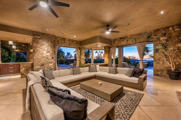 Interior, Living room, Recessed Lighting, Stone Walls