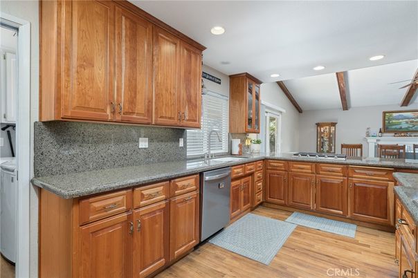 Interior, Kitchen, Recessed Lighting, Wooden Beams, Wood Texture Flooring