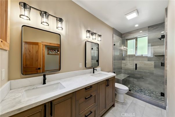Bathroom, Dual Sink Vanities, Glass Shower, Interior, Recessed Lighting