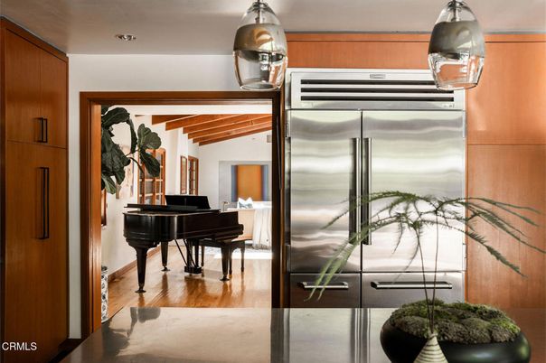Interior, Piano, Stainless Steel Appliances, Wooden Beams, Wood Texture Flooring