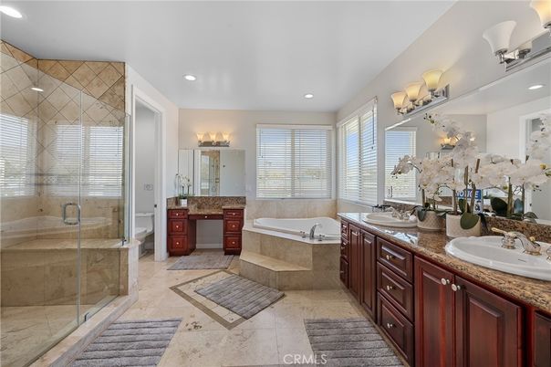 Bathroom, Dual Sink Vanities, Glass Shower, Interior, Recessed Lighting