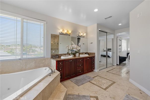 Bathroom, Dual Sink Vanities, Glass Shower, Interior, Recessed Lighting