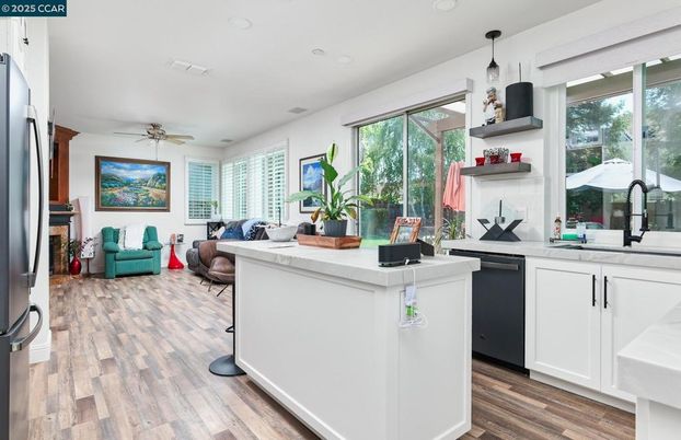 Interior, Kitchen, Pendant Lights, Recessed Lighting, Wood Texture Flooring