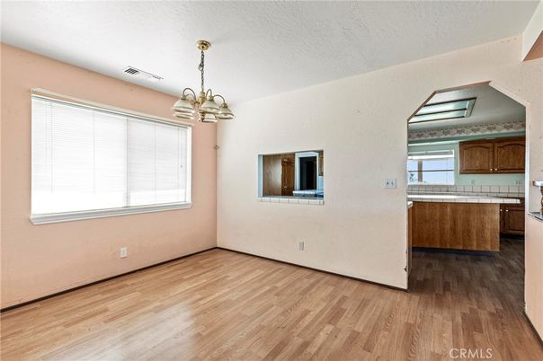 Chandelier, Empty room, Interior, Kitchen, Wood Texture Flooring