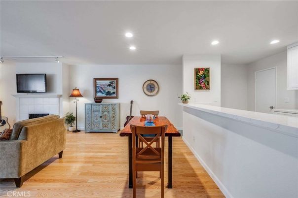 Dining room, Interior, Recessed Lighting, Wood Texture Flooring