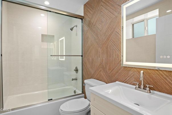 Bathroom, Glass Shower, Interior, Recessed Lighting