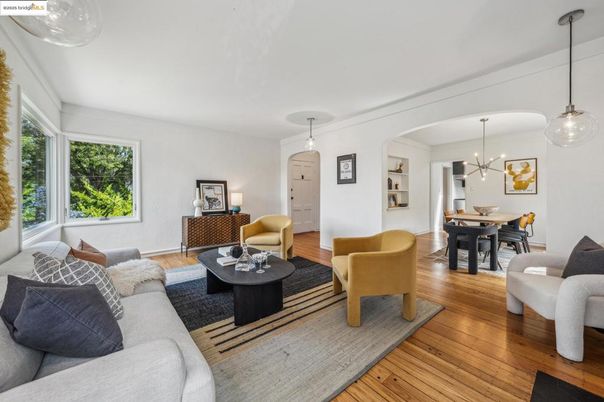Dining room, Interior, Living room, Pendant Lights, Wood Texture Flooring