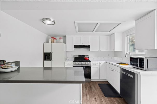 Interior, Kitchen, Stainless Steel Appliances, Wood Texture Flooring