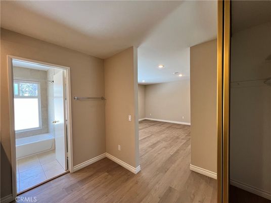 Bathroom, Empty room, Interior, Recessed Lighting, Wood Texture Flooring