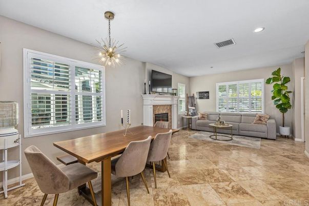Dining room, Fireplace, Interior, Living room, Pendant Lights, Recessed Lighting