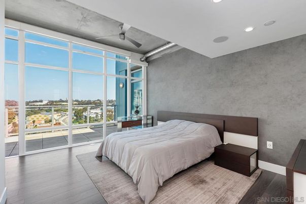 Bedroom, Interior, Recessed Lighting, Water, Wood Texture Flooring