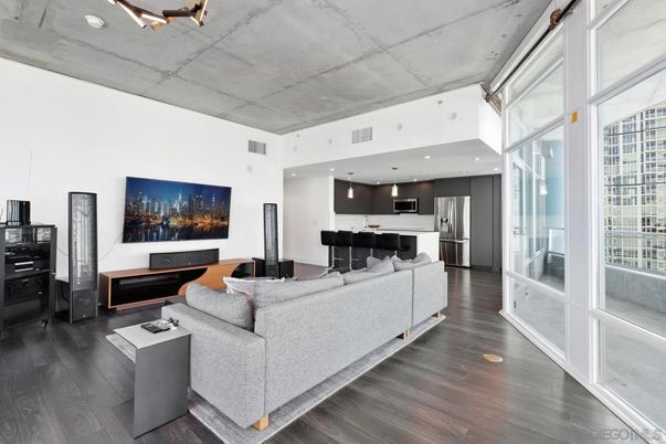 Interior, Kitchen, Living room, Pendant Lights, Recessed Lighting, Stainless Steel Appliances, Wood Texture Flooring