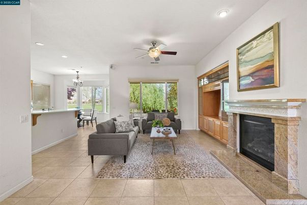 Dining room, Fireplace, Interior, Living room, Recessed Lighting