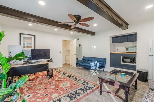 Home Office, Interior, Kitchen, Recessed Lighting, Wood Texture Flooring