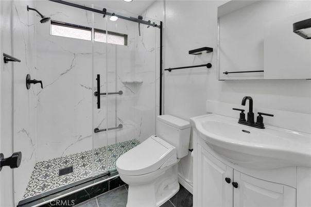 Bathroom, Glass Shower, Interior, Marble Walls