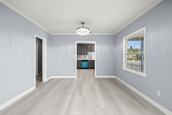 Chandelier, Empty room, Interior, Kitchen, Wood Texture Flooring