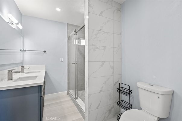 Bathroom, Glass Shower, Interior, Marble Walls, Recessed Lighting
