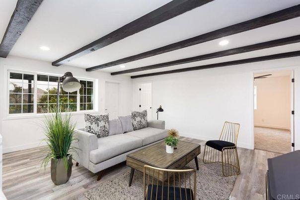 Interior, Living room, Recessed Lighting, Wooden Beams, Wood Texture Flooring