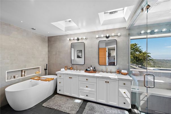 Bathroom, Dual Sink Vanities, Free Standing Baths, Glass Shower, Interior, Recessed Lighting