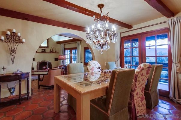 Chandelier, Dining room, Interior, Wooden Beams