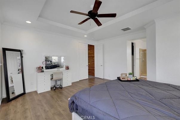 Bedroom, Home Office, Interior, Recessed Lighting, Wood Texture Flooring