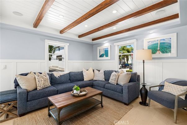 Interior, Living room, Recessed Lighting, Wooden Beams, Wood Texture Flooring