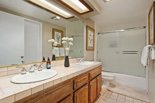 Bathroom, Dual Sink Vanities, Glass Shower, Interior, Tile Countertops