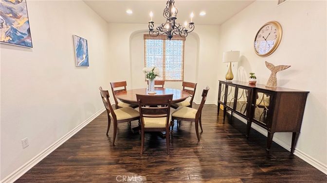 Chandelier, Dining room, Interior, Recessed Lighting, Wood Texture Flooring