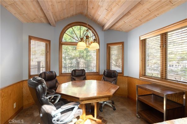 Home Office, Interior, Pendant Lights, Wooden Beams, Wooden Ceilings, Wood Texture Flooring