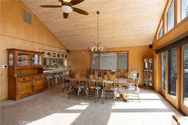 Chandelier, Dining room, Interior, Wooden Ceilings, Wooden Walls