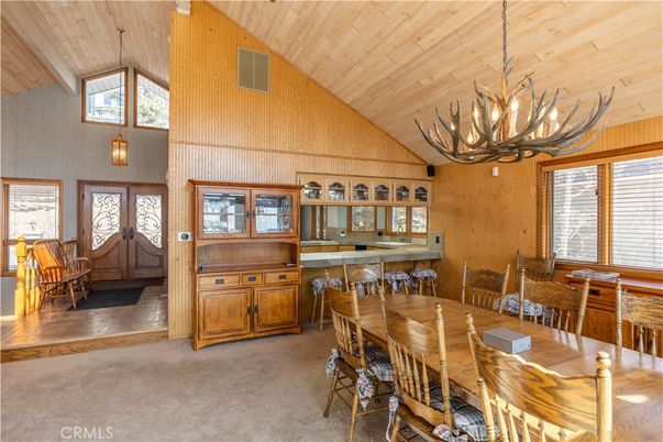 Chandelier, Dining room, Interior, Wooden Ceilings, Wooden Walls