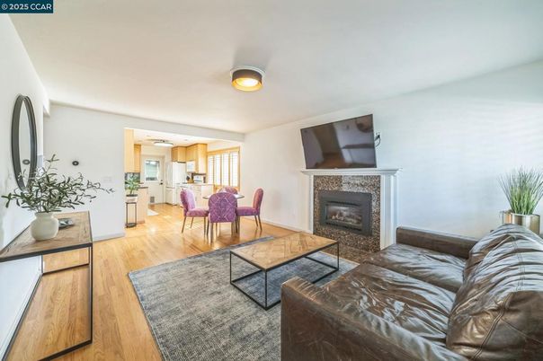 Dining room, Fireplace, Interior, Living room, Wood Texture Flooring