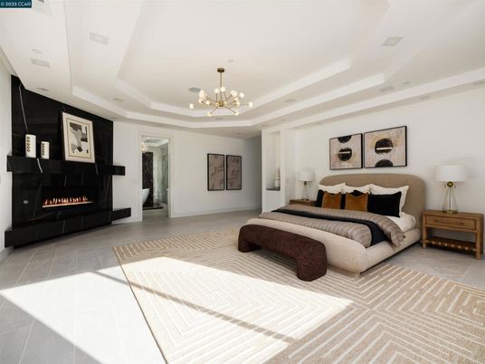 Bedroom, Fireplace, Interior, Pendant Lights, Recessed Lighting