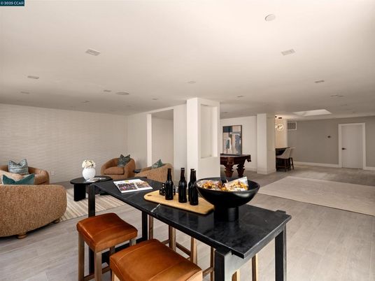 Dining room, Interior, Living room, Recessed Lighting, Wood Texture Flooring