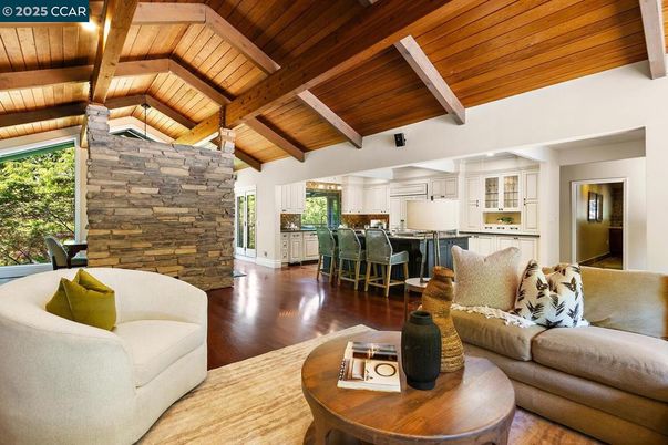 Interior, Kitchen, Living room, Stone Walls, Wooden Beams, Wooden Ceilings, Wood Texture Flooring