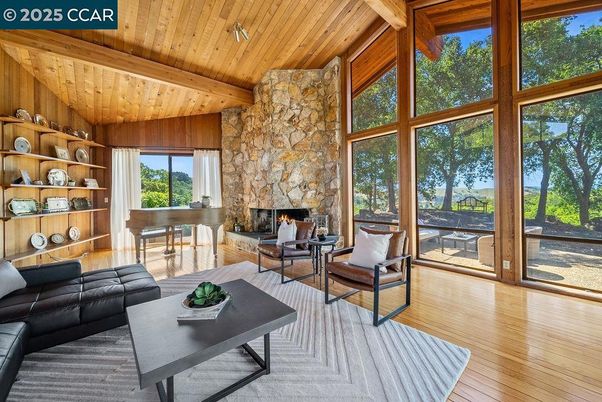 Fireplace, Interior, Living room, Piano, Stone Walls, Wooden Beams, Wooden Ceilings, Wood Texture Flooring, Wooden Walls