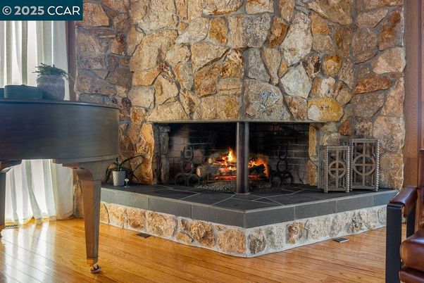 Fireplace, Interior, Stone Walls, Wood Texture Flooring
