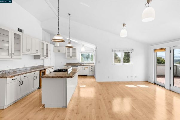 Interior, Kitchen, Pendant Lights, Wood Texture Flooring
