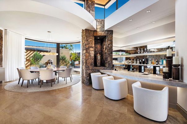 Dining room, Fireplace, Interior, Pendant Lights, Recessed Lighting