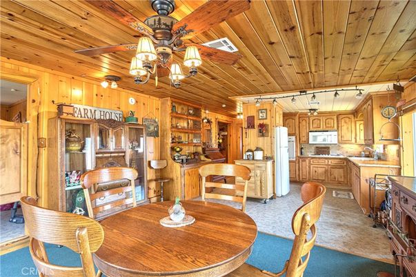 Chandelier, Dining room, Interior, Kitchen, Wooden Ceilings, Wooden Walls