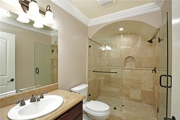 Bathroom, Glass Shower, Interior, Recessed Lighting