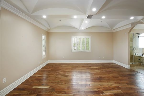 Bathroom, Empty room, Interior, Recessed Lighting, Wood Texture Flooring