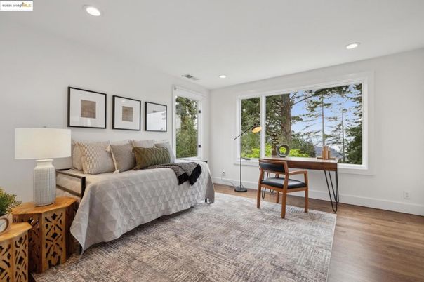 Bedroom, Home Office, Interior, Recessed Lighting, Wood Texture Flooring