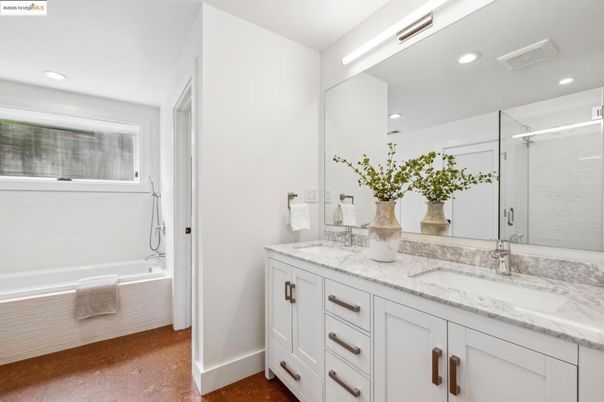 Bathroom, Dual Sink Vanities, Glass Shower, Interior, Recessed Lighting