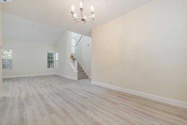 Chandelier, Empty room, Interior, Wood Texture Flooring