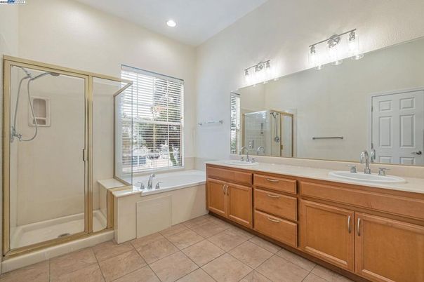 Bathroom, Dual Sink Vanities, Glass Shower, Interior, Recessed Lighting
