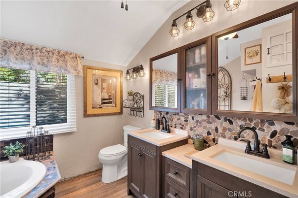 Bathroom, Dual Sink Vanities, Interior, Wood Texture Flooring