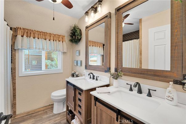 Bathroom, Dual Sink Vanities, Interior, Wood Texture Flooring