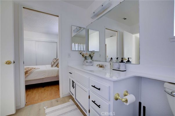 Bathroom, Bedroom, Dual Sink Vanities, Interior, Wood Texture Flooring