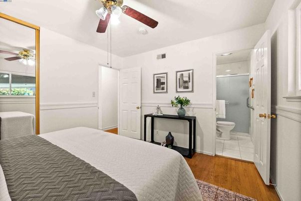 Bathroom, Bedroom, Glass Shower, Interior, Wood Texture Flooring